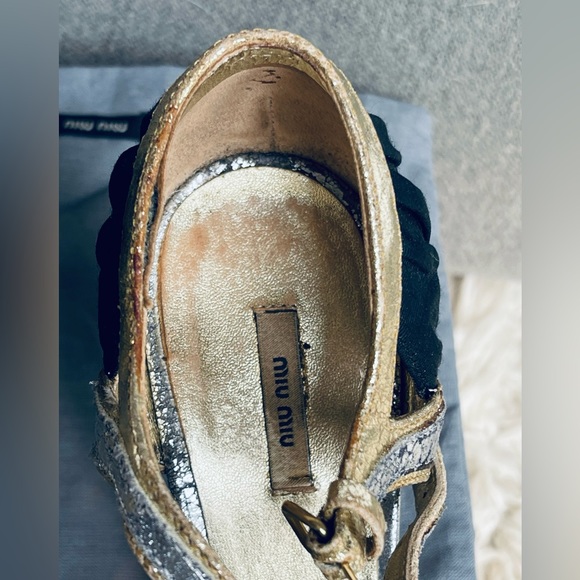 Miu Miu gold and silver maryjane heels size 7 - Picture 3 of 7